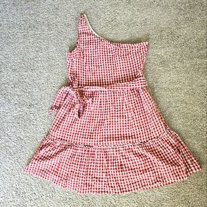 Crown & Ivy Plaid One Shoulder Dress